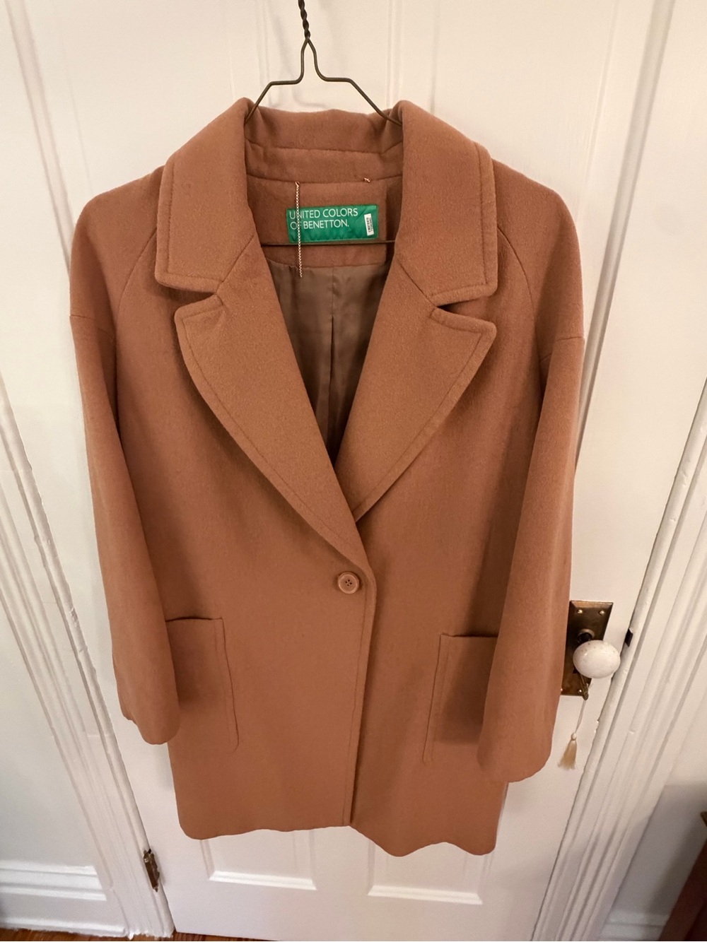United Colors Of Benetton Camel Single-Button Pea Coat